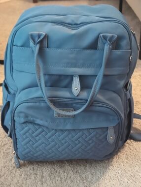 Quilted Light Blue Diaper Backpack